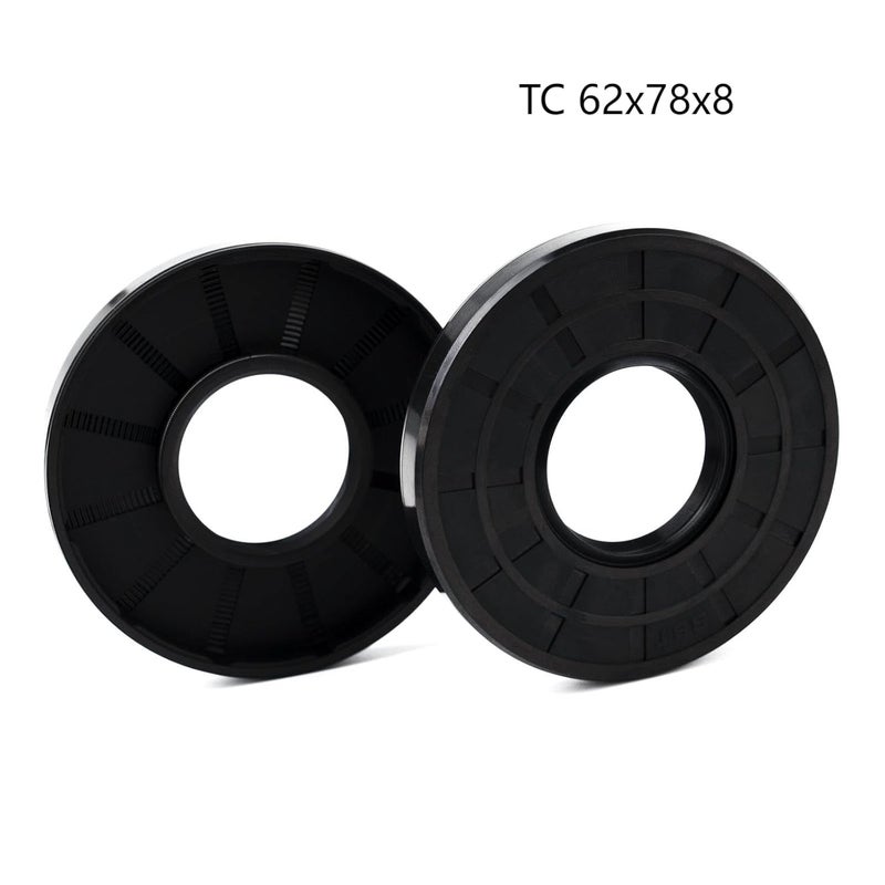 Xike 2PCS Oil Seal, Lip Seals, TC 62mm x 78mm x 8mm, Nitrile Rubber Double Lip Spring-Loaded Oil Shaft Seal, Designed for Bearing Shaft, Black - Image 2